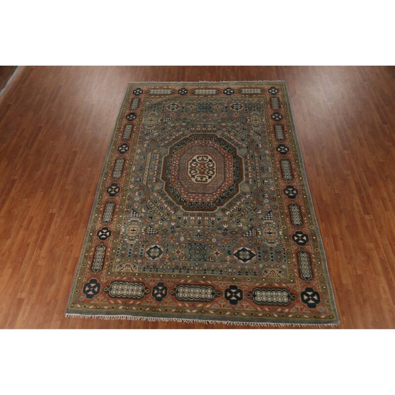 Gray Khotan Indian Area Rug Hand-Knotted Wool Carpet - 8'4" x 12'0"