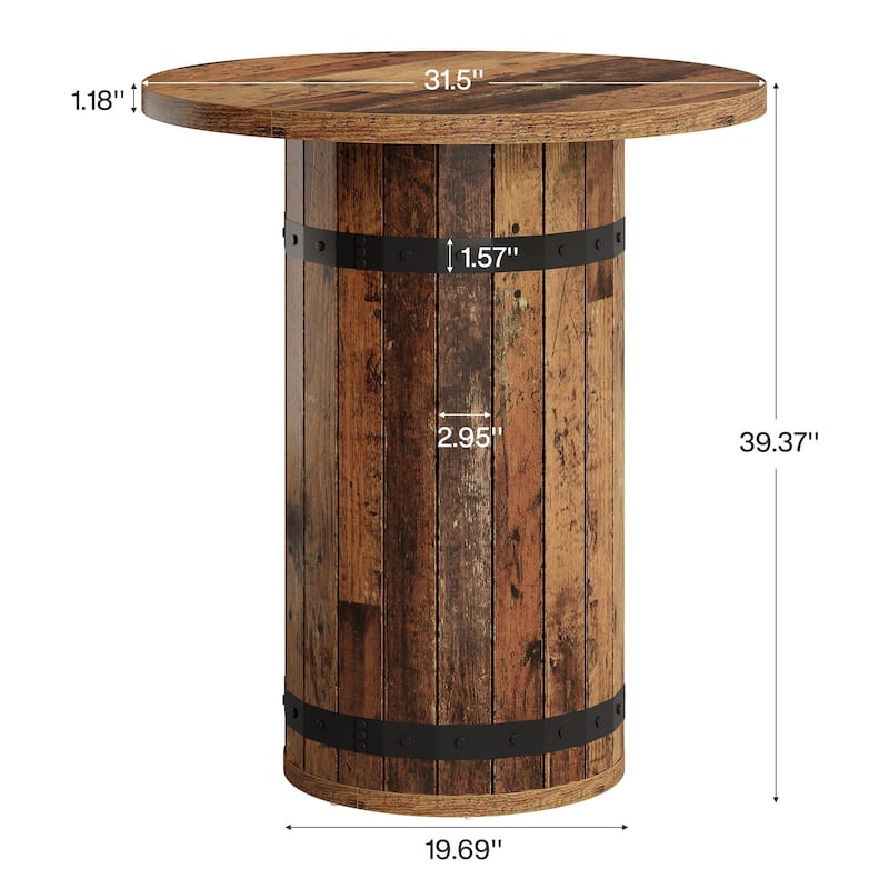 Round Bar Table, Bistro Pub Table for Kitchen (Only Table)