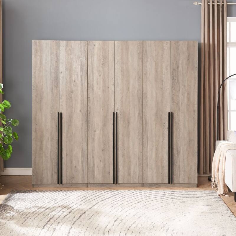 Manhattan Comfort Lee Modern 1.0 Freestanding Wardrobe Closet Armoire Set of 3 - Rustic Grey