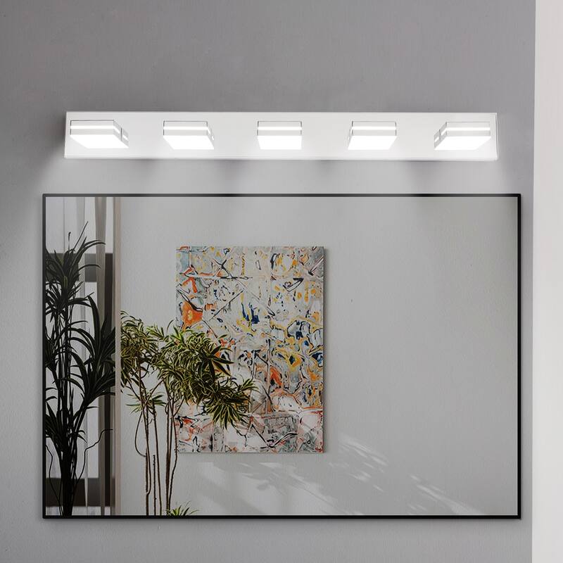 Modern LED Vanity Light, 5-Lights Wall Sconce for Bathroom and Mirror, Sleek Minimalist Design, Energy-Efficient
