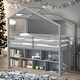 preview thumbnail 12 of 18, Artsy Twin House Loft Bed with Under Bed Shelving Storage Unit, Guardrails and Ladder, Functionality and Practicability, White