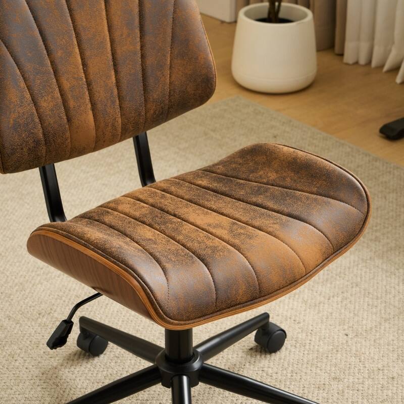 PU Trapezoid Curved Back Swivel Office Chair