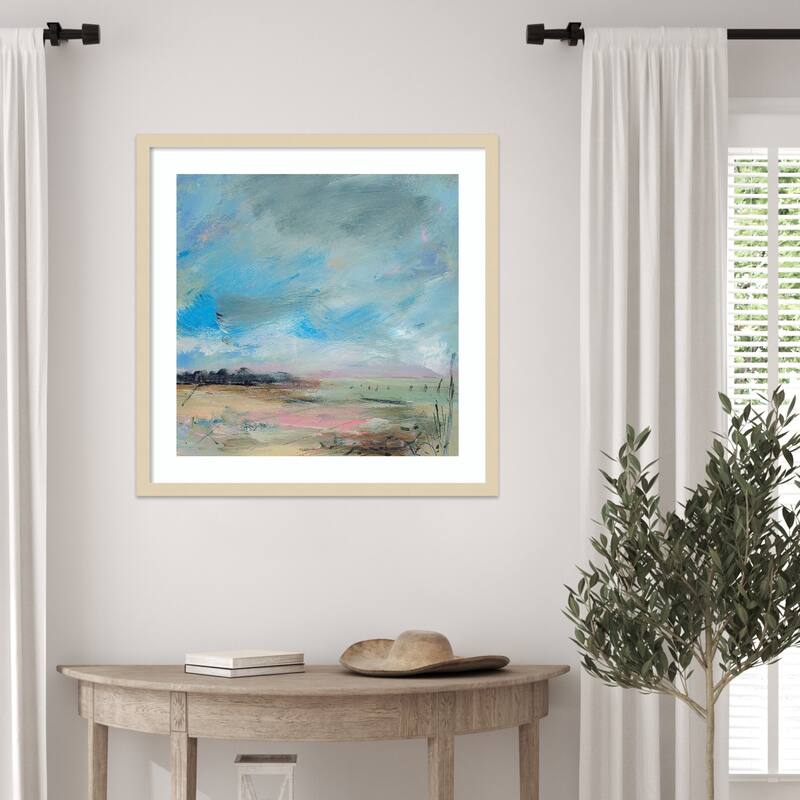 Copse and Sky by Lesley Birch Wood Framed Wall Art Print - Svelte Natural