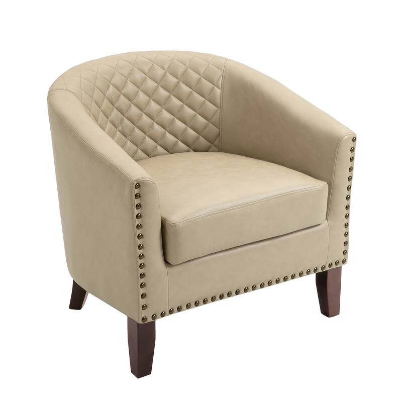Faux Leather Barrel Accent Chair