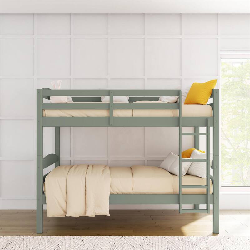 DHP Brady Solid Wood Twin-over-Twin Convertible Bunk Bed