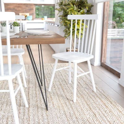 Windsor Style Commercial Solid Wood Spindle Back Dining Chairs -Set of 2
