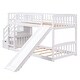preview thumbnail 8 of 16, Elegant Stairway Twin over Twin Bunk Bed with Two Drawers, Convertible Ladder and Slide, Save Space or Split Into 2 Beds, White