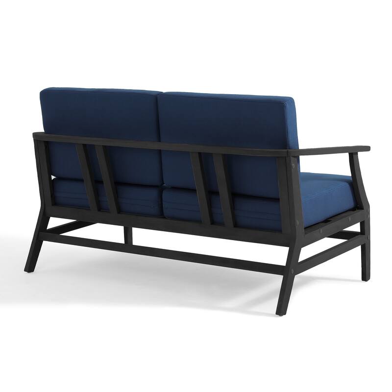 Teak Wood Patio Outdoor Loveseat Sofa and Coffee Table Set