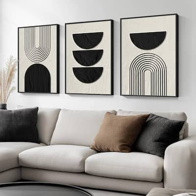 Framed Boho Black and White Abstract Wall Art