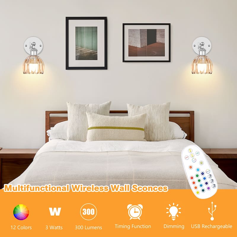 Adjustable Vintage Wall Sconce with Amber Tulip Glass Brass Fixture with Switch Ideal for Bedroom Hallway or Entry