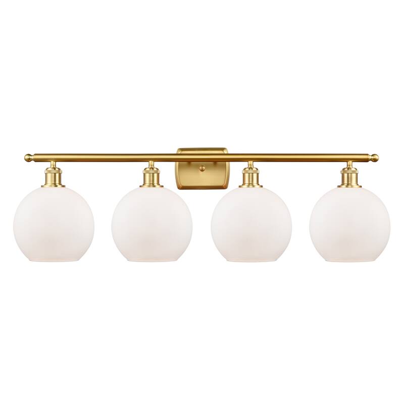 Innovations Lighting Ballston Athens - 4 Light 36" Bath Vanity Light - 8" Shade - Satin Gold Finish/Matte White