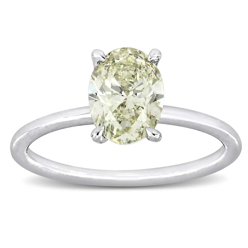 Miadora 1 1/2ct TDW Oval-Shape Diamond Solitaire Ring in 14k White Gold