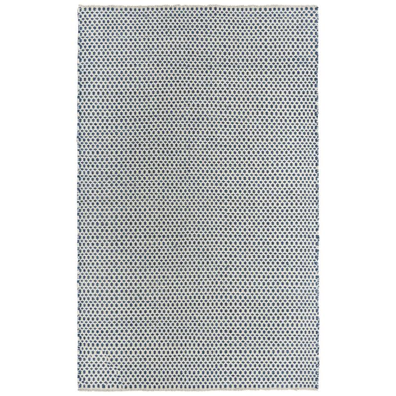 Alora Decor Monarch Basketweave Hand-woven Wool Area Rug. - 5' x 7'6 - Blue/Ivory