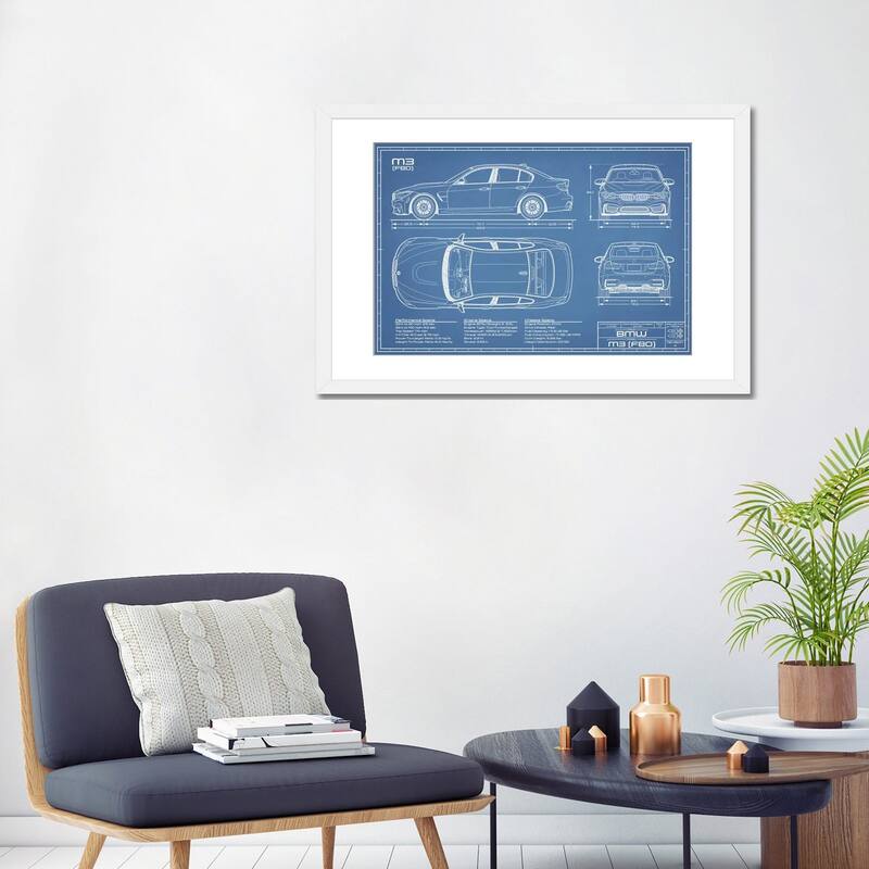 iCanvas "BMW M3 (F80) Blueprint" by Action Blueprints