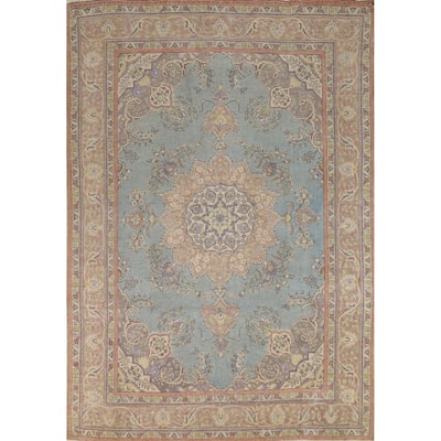 Light Blue Persian Area Rug Handmade Wool Carpet - 8'3"x 11'2"