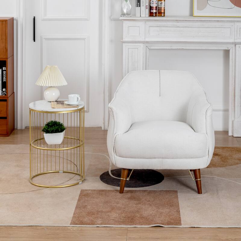 XINMICS Mid-Century Modern Accent Chair, Tufted Upholstered Armchair for Living Room, Bedroom, Set of 1