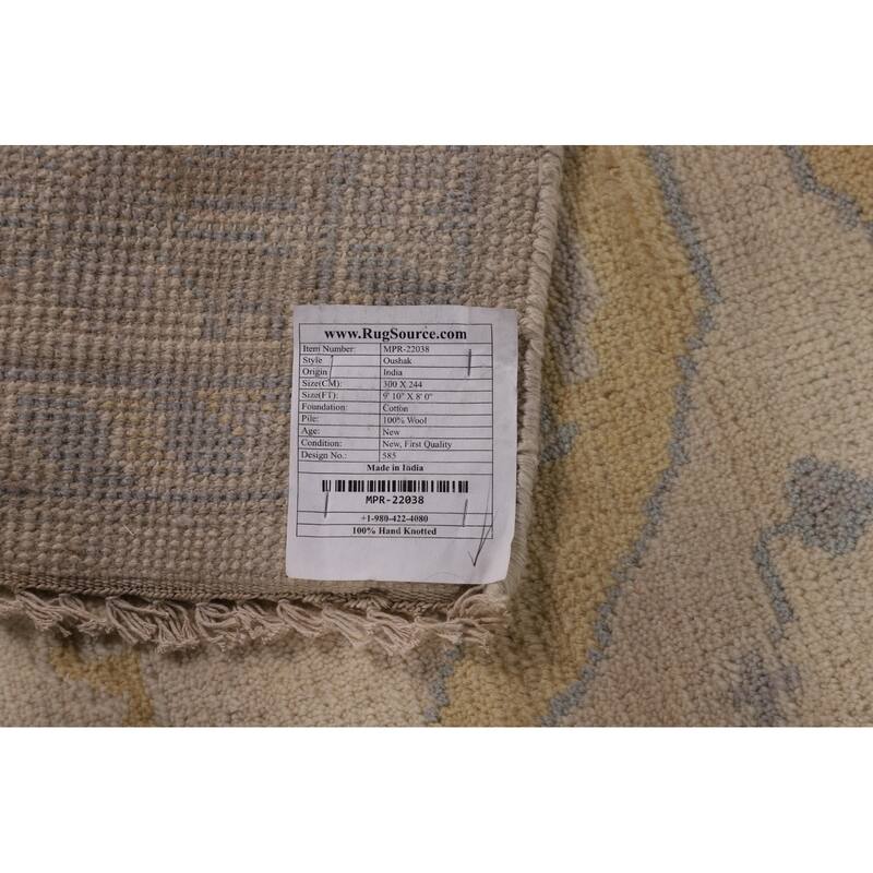 Earth Tone Oushak Area Rug Hand-Knotted Wool Carpet - 8'0" x 9'10"