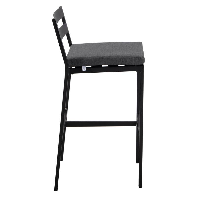 Patio Bar Stool in Powder-Coated Aluminum Frame with Removable Cushion Set of 4