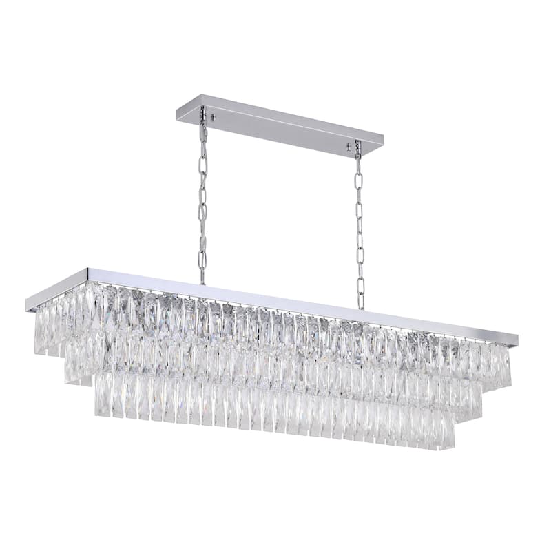 16 Light Chrome Metal Chandelier With Clear Crystal Accents