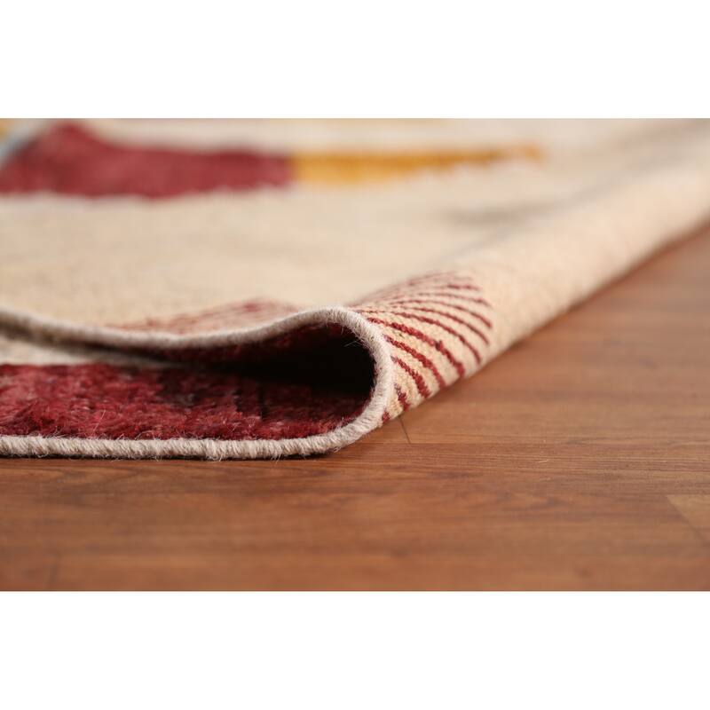 Moroccan Oriental Large Rug Handmade Modern Beige Wool Carpet - 9'11" x 13'8"