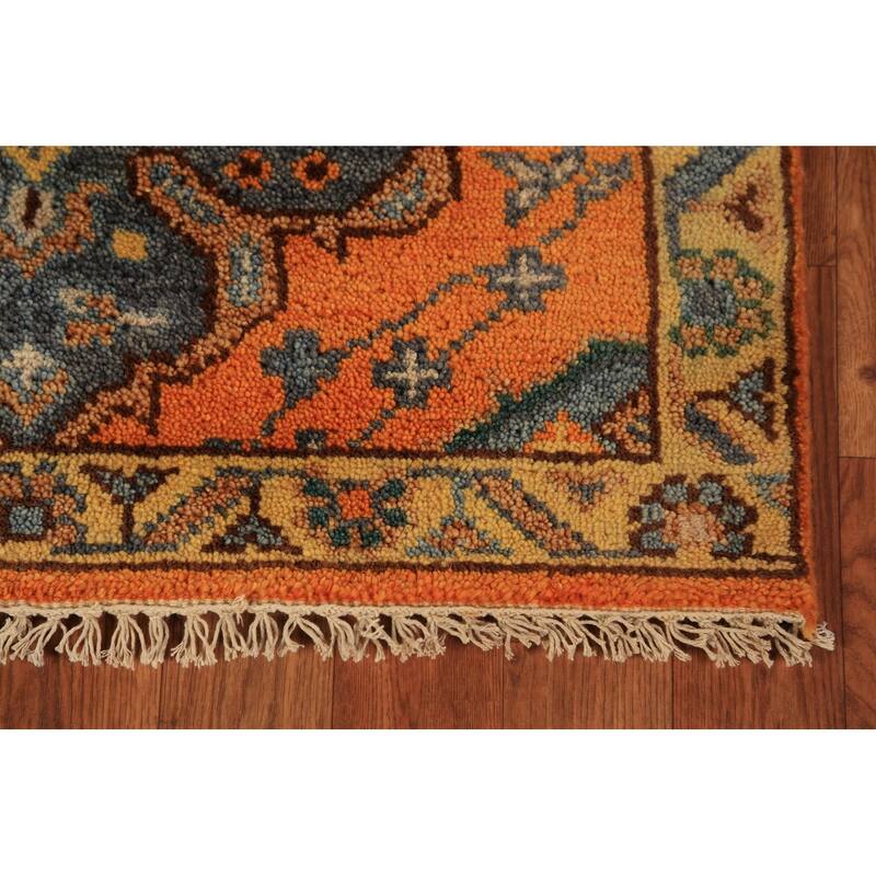 Orange Kazak Indian Runner Rug Hand-Knotted Wool Carpet - 2'6"x 9'11"