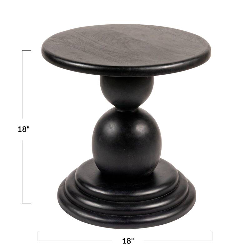 Mango Wood Bulbed Pedestal End Table - 18.0"L x 18.0"W x 18.0"H