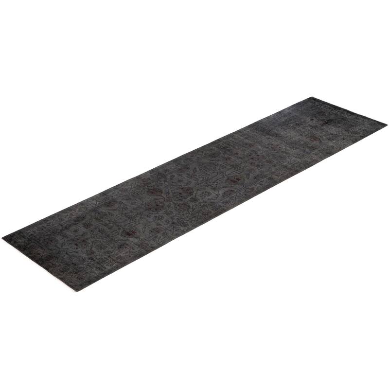 Overdyed One-of-a-Kind Hand-Knotted Area Rug - Gray - 3' 0" x 11' 10"