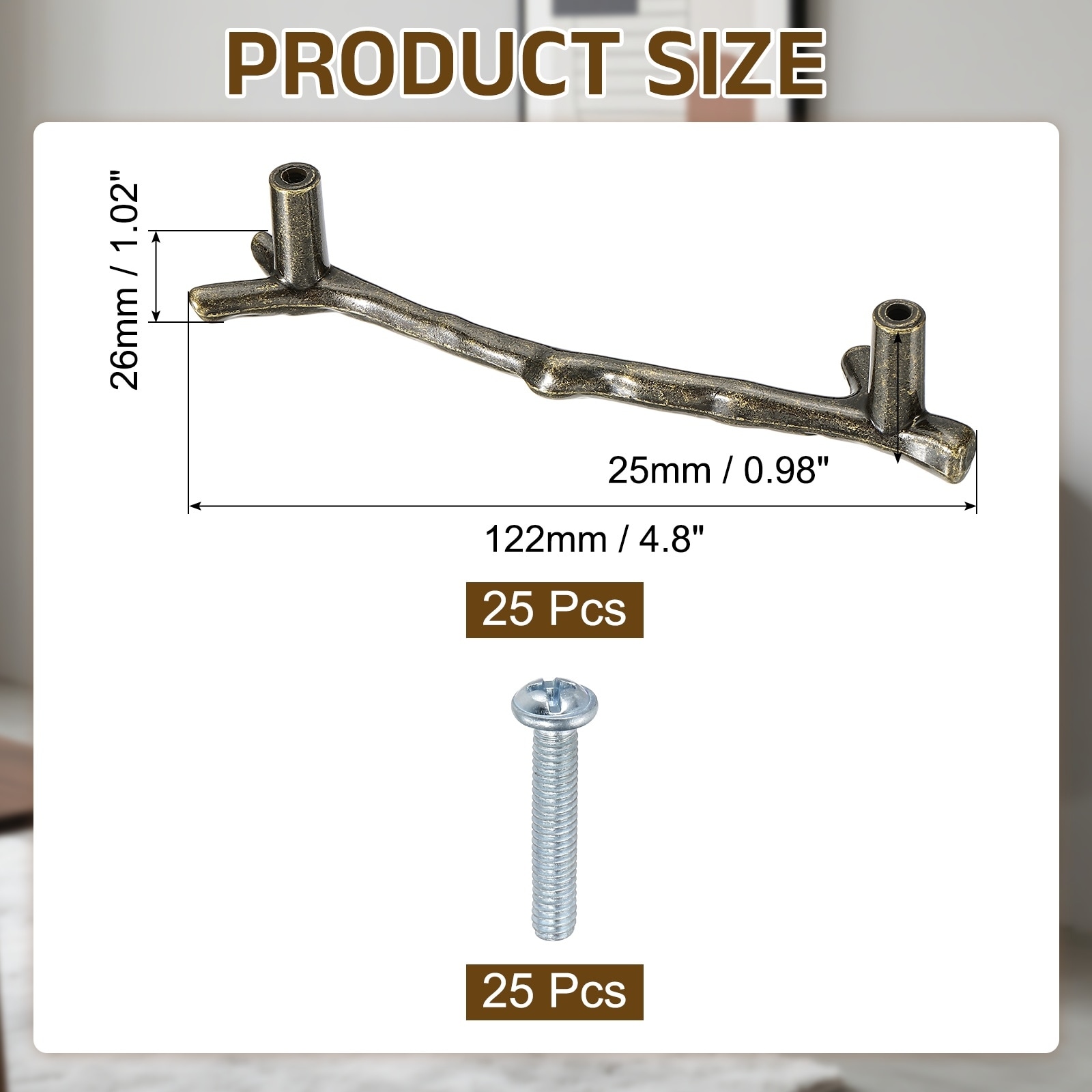 Twig Knobs, Zinc Alloy Tree Branch Furniture Dresser Pull Handles for Kitchen Wardrobe Farmhouse