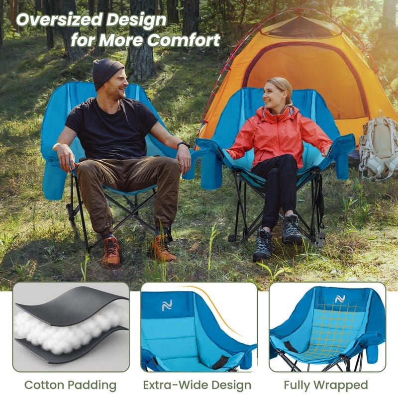 Oversized Rocking Camping Chair for Adults, Cup Holder, Carry Bag