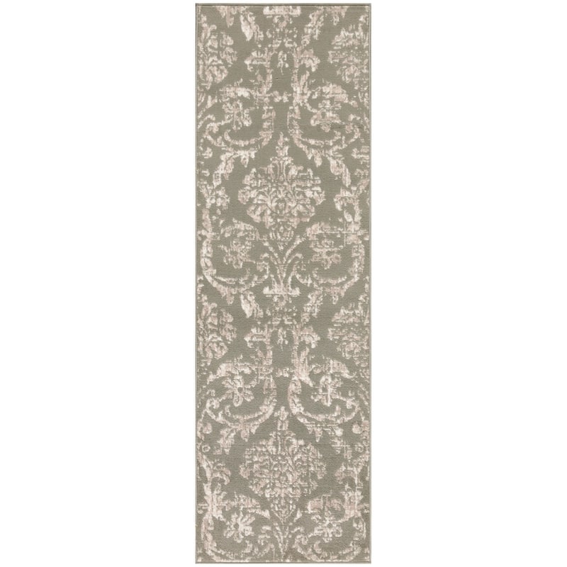 Nourison Jubilant Vintage Farmhouse Damask Area Rug - 8' Runner - Olive