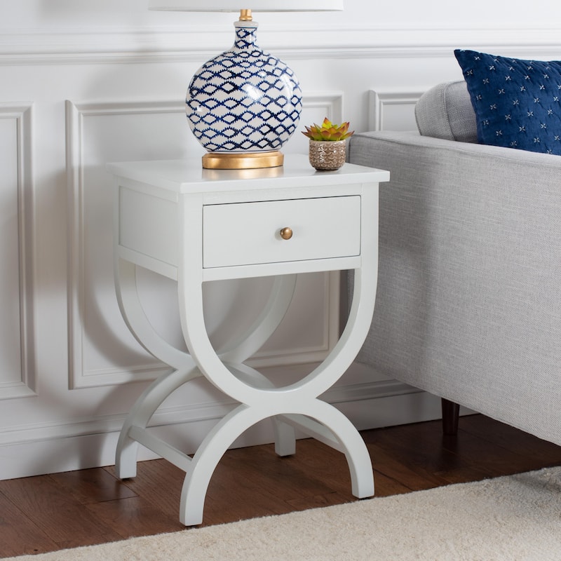 SAFAVIEH Liller 1-Drawer Accent Table Nightstand (Fully Assembled) - 18" W x 15" D x 27" H - 18Wx15Dx27H - Off White
