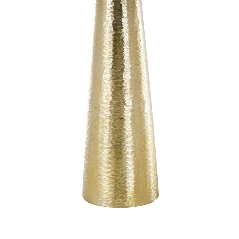 Textured or Ridged Accent Table with Layered Ring Tabletop or Hammered & Cone Shaped Bases - Gold or Silver - Roche River Décor