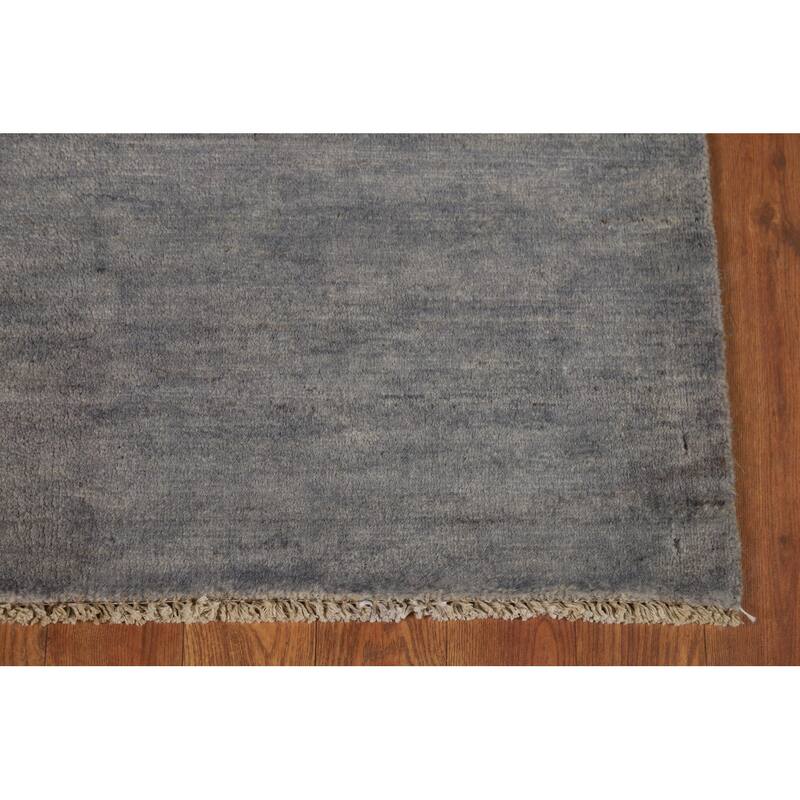 Gray Gabbeh Modern Runner Rug Handmade Wool Carpet - 2'9"x 9'7"