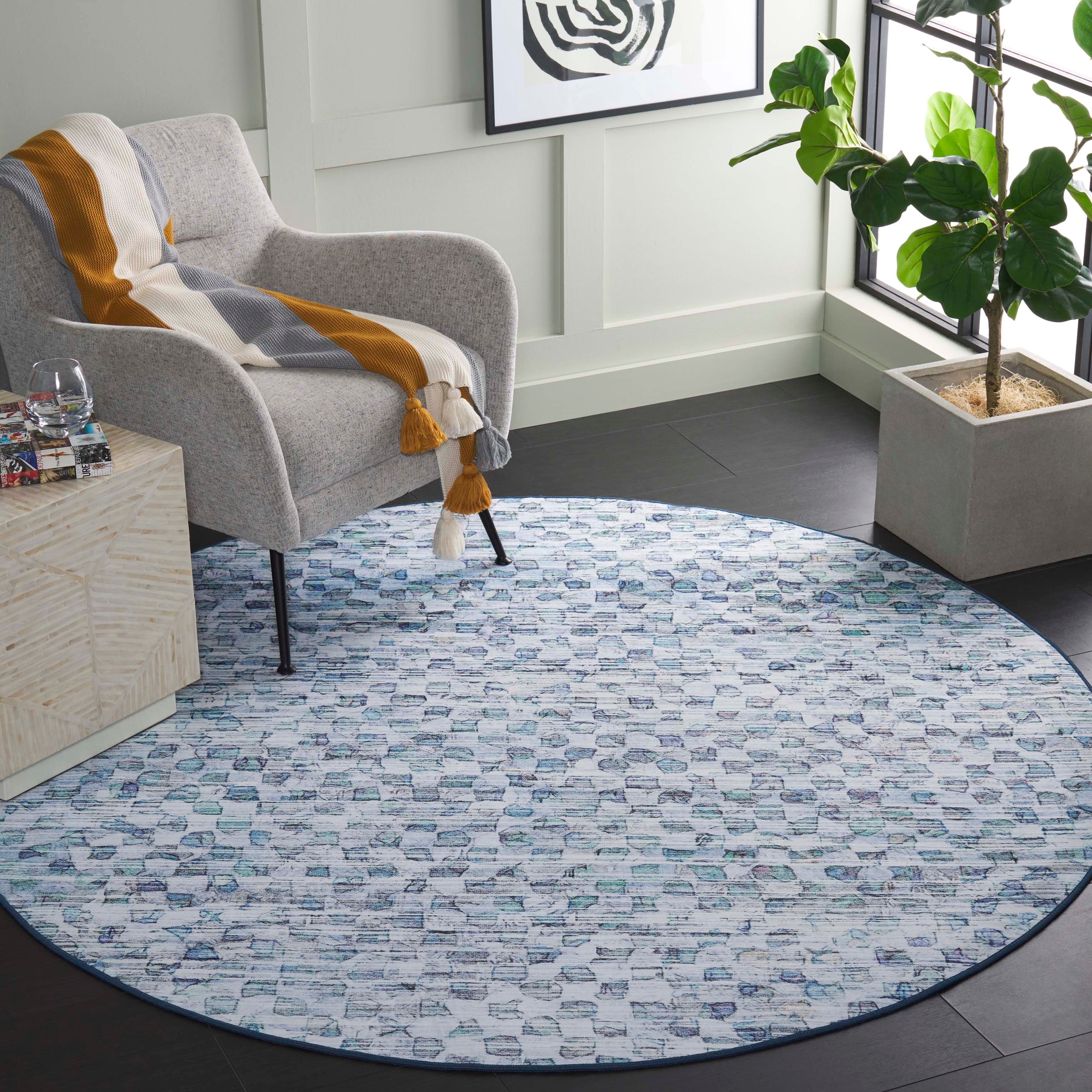 Miei T　0913 SAFAVIEH Tacoma Azime Machine Washable Slip Resistant Modern