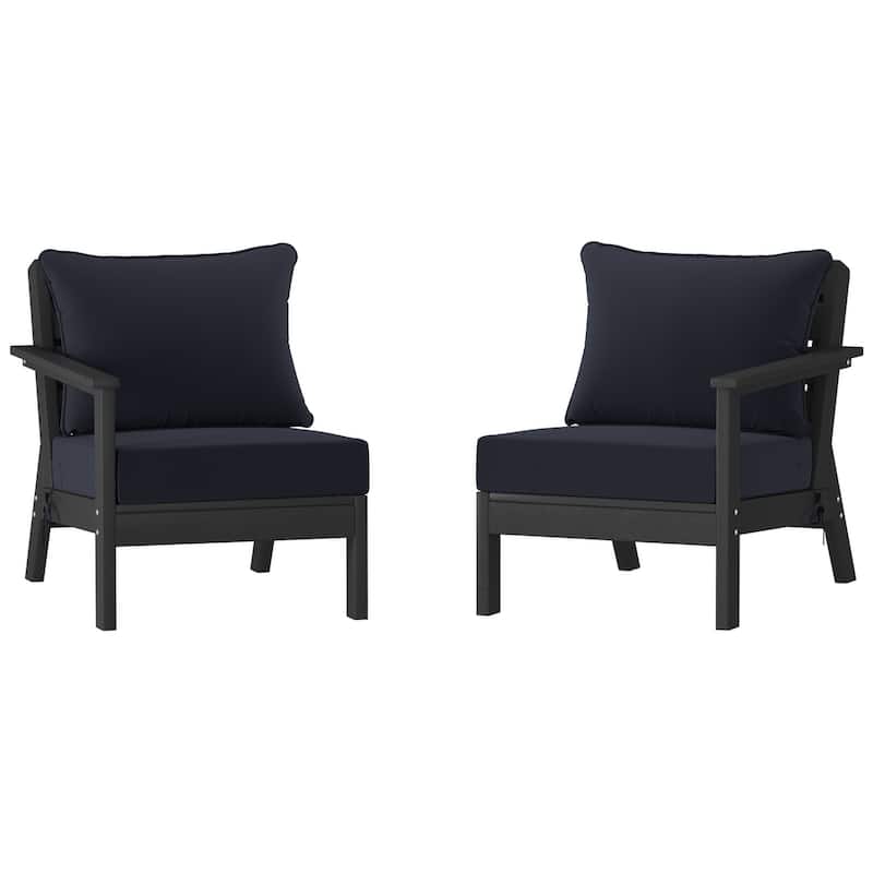 Polytrends Birchwood All Weather HDPE Outdoor Patio Deep Seating Black Loveseat (2-Piece)