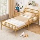preview thumbnail 5 of 25, Twin Size Bed Frame with Headboard and Safety Side Guardrails-Black