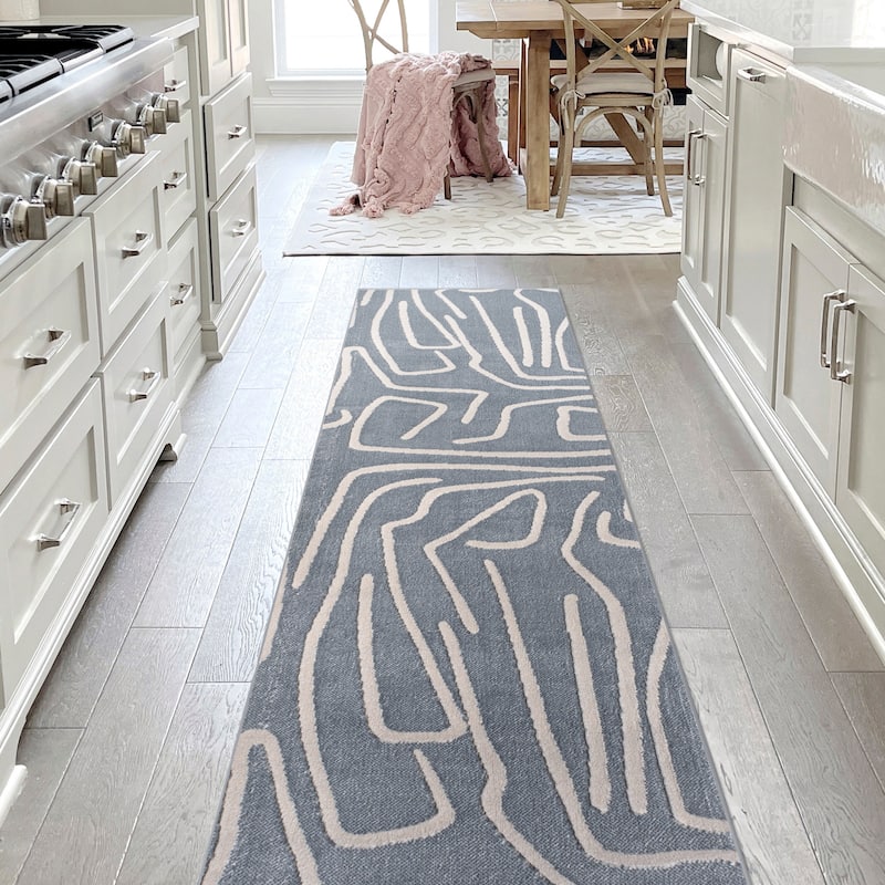 JONATHAN Y Thea Modern Scandinavian Graphic Lines High-Low Area Rug