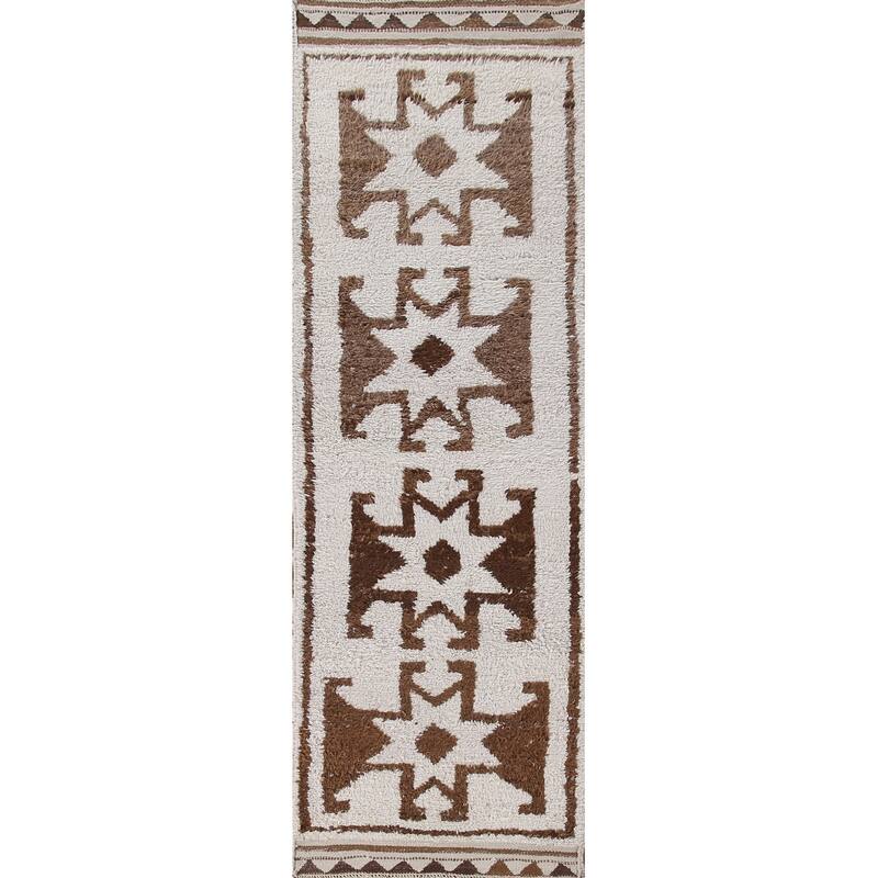 Plush Tribal Turkish Anatolian Runner Rug Hand-knotted Wool Carpet - 3'2"x 11'4"