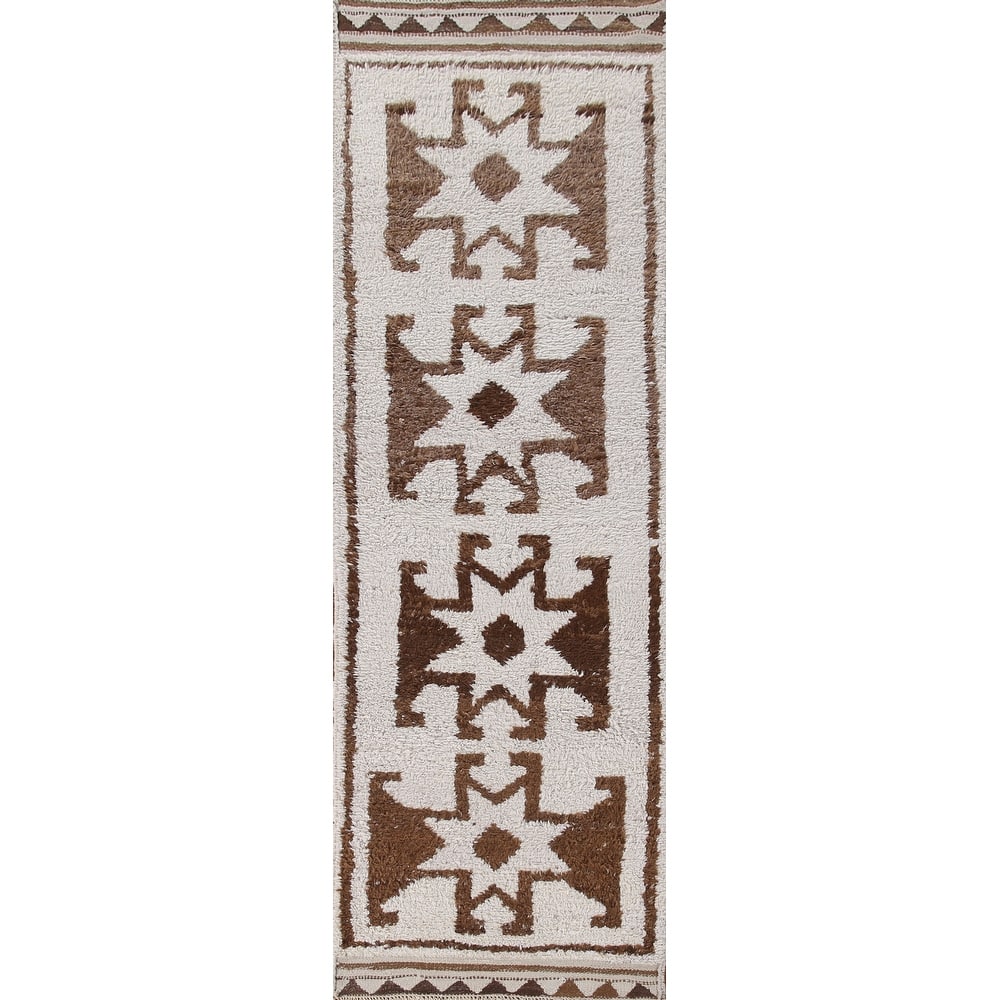 Plush Tribal Turkish Anatolian Runner Rug Hand-knotted Wool Carpet - 3'2"x 11'4"