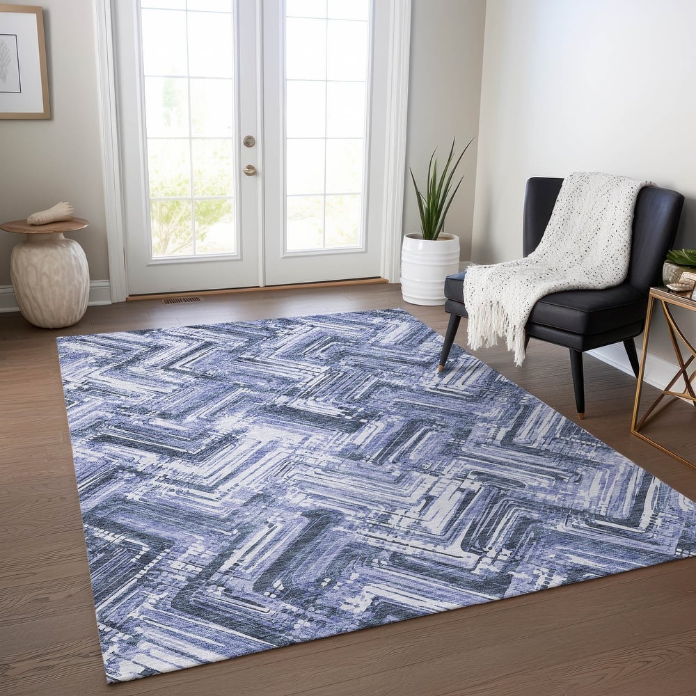 Machine Washable Indoor/ Outdoor Chantille Modern Chevron Rug