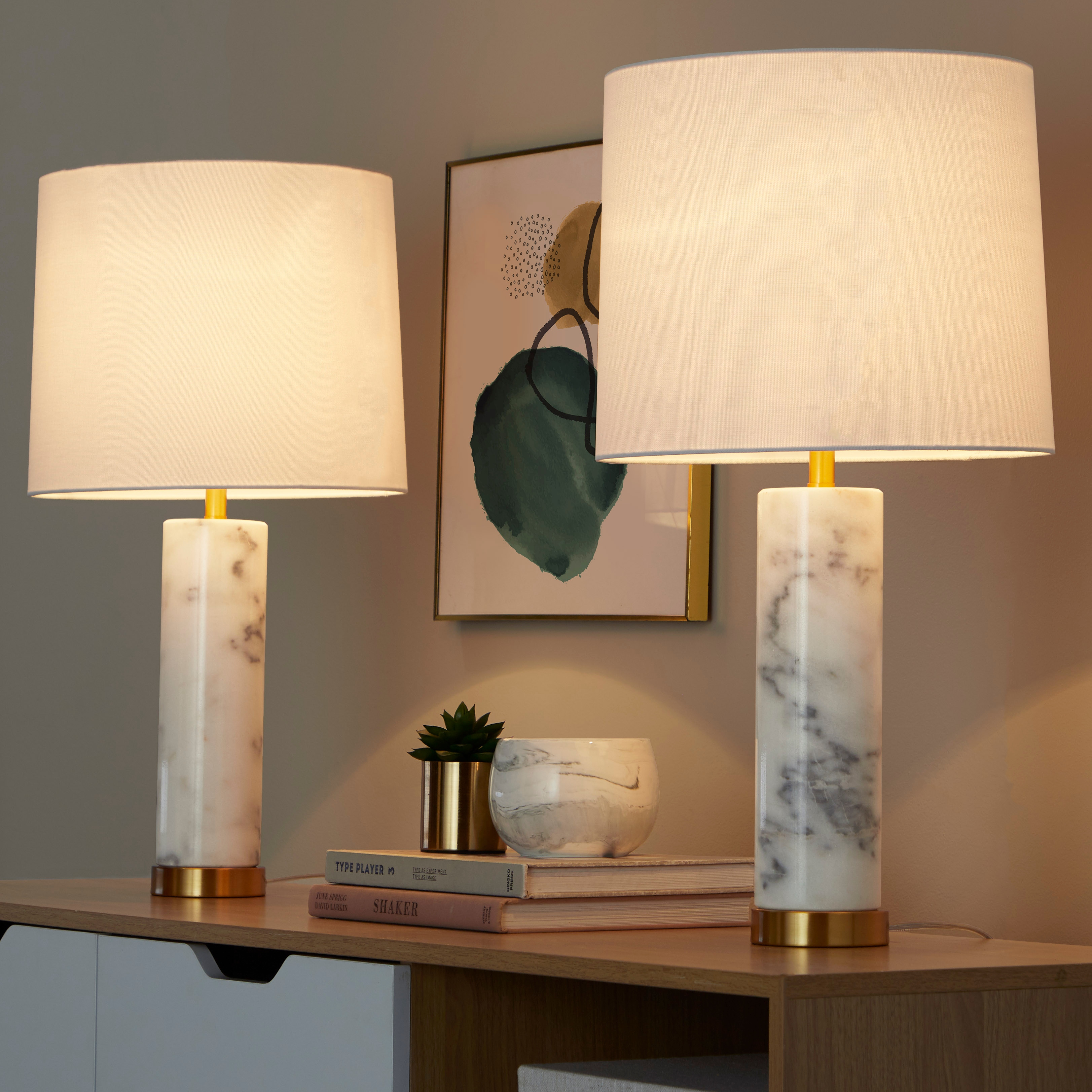 Lumisource Marbella 26 Marble Table Lamp Set of 2