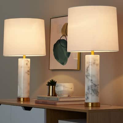 Silver Orchid Mabry 26" Marble Table Lamp (Set of 2)