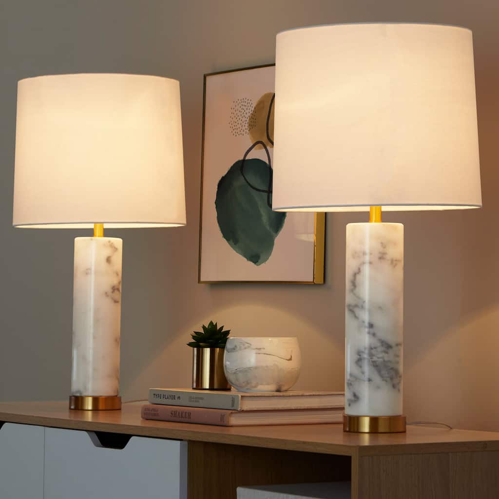 Silver Orchid Mabry 26" Marble Table Lamp (Set of 2)