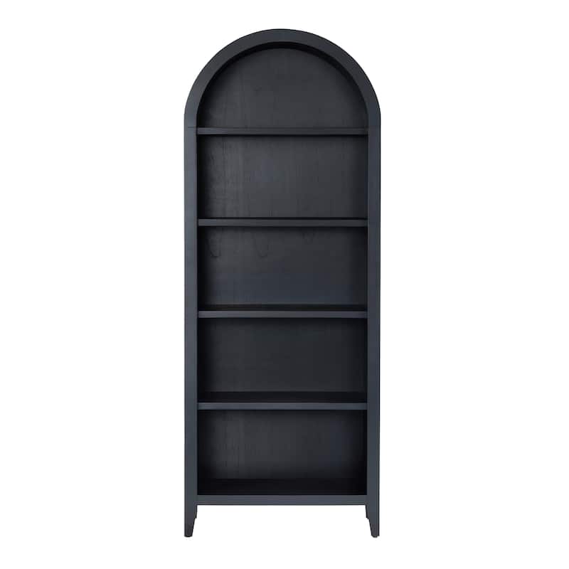77.5 in. Black Solid Wood 5 Shelf Bookcase
