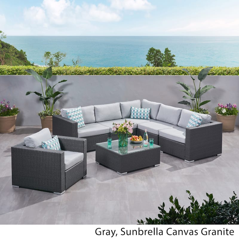 Christopher Knight Home Santa Rosa Outdoor 7-piece Wicker Seating Sectional Set