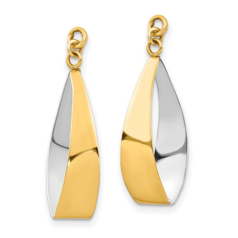 Curata 10k Yellow Gold Rhodium Polished Reversible Guardian Angel Earrings - with Jackets 24x17mm