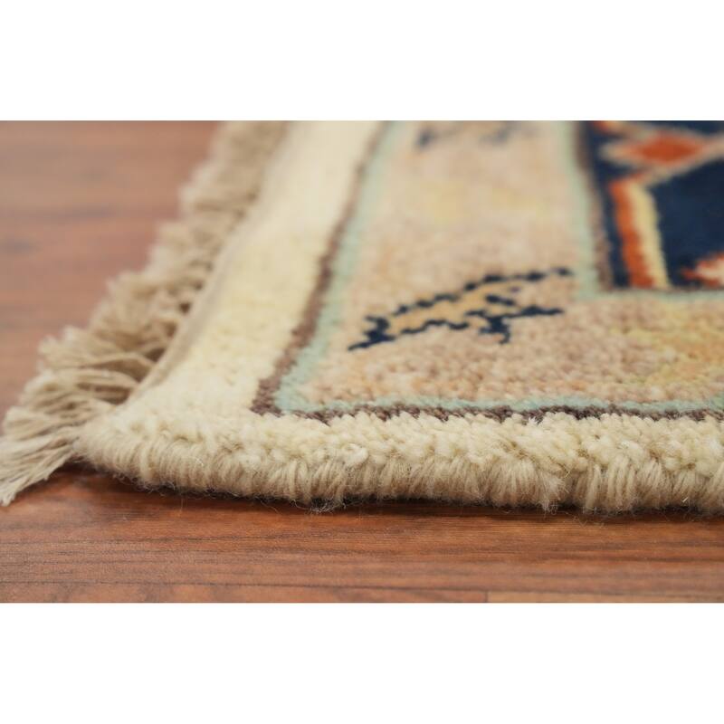 Hand Knotted Oriental 100% Wool Carpet Transitional Medallion Beige & Ivories Oushak Area Rug - 13' 9'' X 9' 10''