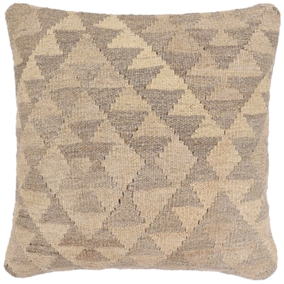 Rustic Grace Turkish Hand-Woven Kilim Pillow - 18'' x 18''