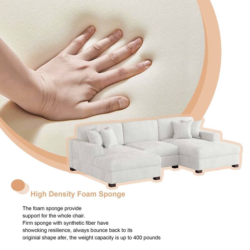 Oversized Chenille Modular Sectional Sofa With Deep Seat