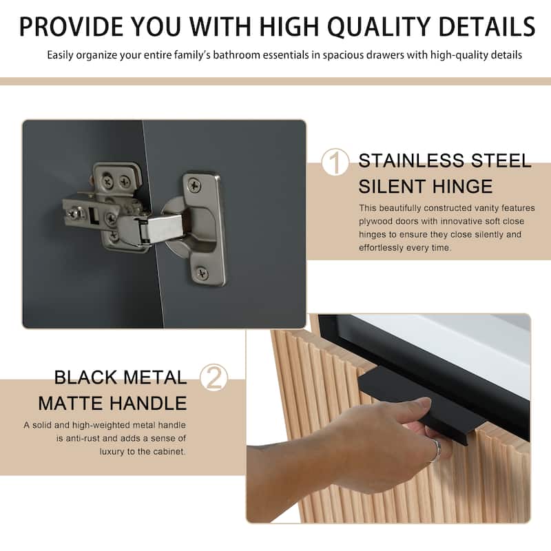 Malwee 24"/30"/48" FreeStanding Bathroom Vanity, Floor Stand Bathroom Vanity with Resin Top,Soft Close Door & Drawer